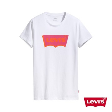 Levis 女款 短袖T恤 翻玩夏日Logo T 復古3D電玩風Logo 白