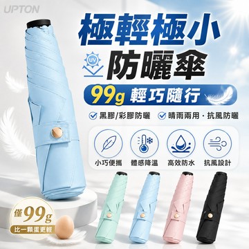 【晴雨兩用】手動傘 黑膠/彩膠防曬傘 極輕極小 99g 晴雨兩用 小巧不曬黑 黑膠傘 陽傘 傘下體感降溫 抗風防曬
