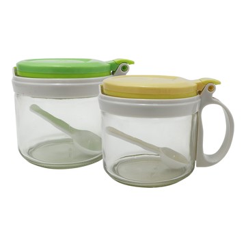 健康密封防潮玻璃調味盒-附匙-4組