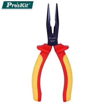 台灣ProsKit寶工VDE高壓絕緣1000V尖嘴鉗PM-919(170mm;鉻釩鋼製)適1.6 mm硬質鐵線 2.5mm銅線