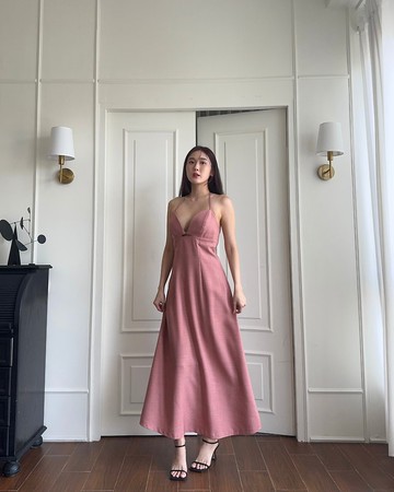 掛脖連衣裙 淺綠色