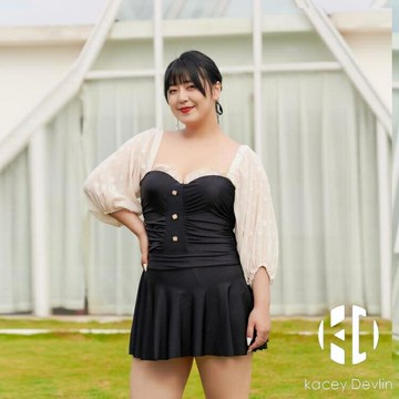 大碼泳衣女胖mm200斤顯瘦遮肚寬鬆性感微胖溫泉泳裝【聚物優品】