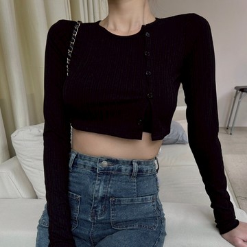 【Aa.chic】訂製款直紋排釦短版上衣(三色).女裝/上衣/自訂款/微辣/短版/實拍/AA【C032204】