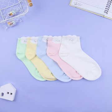 韓國立體耳朵毛毛綠眼睛兔兔短襪-多色任選