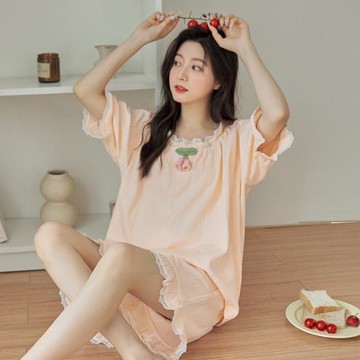 睡衣女夏季短袖兩件套裝學生可愛甜美短褲少女簡約風可外穿家居服