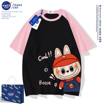 NASA聯名卡通短袖T恤男夏季純棉2025新款潮牌寬松青少年夏裝上衣