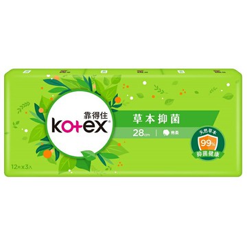 靠得住 草本抑菌衛生棉-28cm(12片X3入) [大買家]