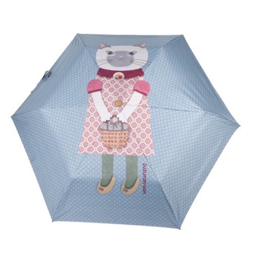 【Kusuguru Japan】日本眼鏡貓 晴雨兩用抗UV折疊傘 -藍色小花