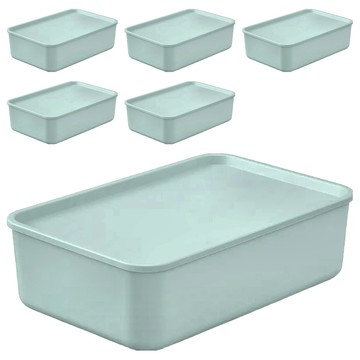 IRIS 可堆疊收納盒 附蓋 FTB-45 中 45.3 x 29.7 x 13.3cm 15L  藍色  6個