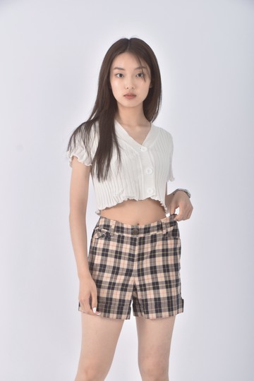 (XL) dita格紋黃色短褲