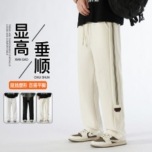 潮牌春秋直筒褲 男士休閒褲 港風寬腿褲子 休閒褲