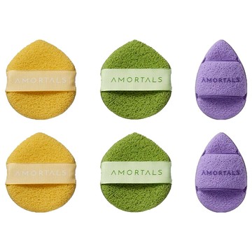 AMORTALS 爾木萄 洗笑顏開 潔顏撲 3入  黃色 + 綠色 + 紫色  2件