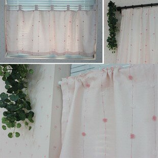 出口日韓粉嫩清新布藝門簾衛生間廚房小窗簾飄窗簾 可愛粉紅