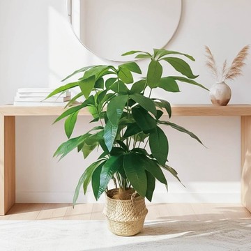 【新手首選】財源滾滾發財樹70cm仿真植栽(贈編織籃)