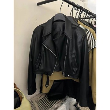 復古皮衣外套女短款2025春秋新款翻領歐貨小個子PU機車小皮夾克潮