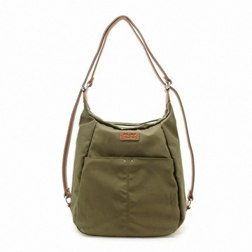 FIRANO- KHAKI 皮標LOGO尼龍手提/肩斜背包(卡其綠)中