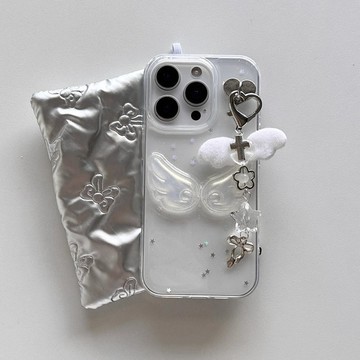 透明翅膀星星閃粉適用 iphone17promax手機殼16 15 14 13 保護套 蘋果保護殼 當季新款
