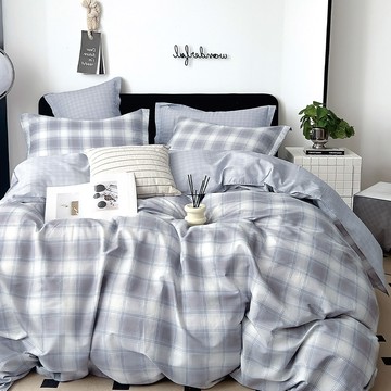 FOCA 韓風設計100%精梳純棉3件式兩用被床包組  線條秘境  床包 + 兩用被 + 枕套  單人加大