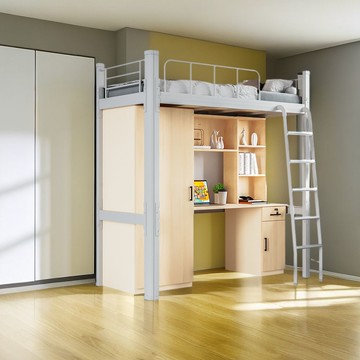 實木上下床  上床下桌公寓床宿舍床鐵架床大學生員工組合高低鐵藝加粗雙層床