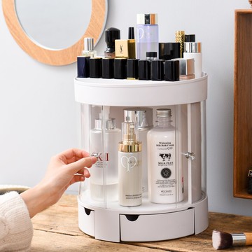 化妝品收納架網紅桌面抽屜式口紅護膚品梳妝臺透明塑料整理置物架