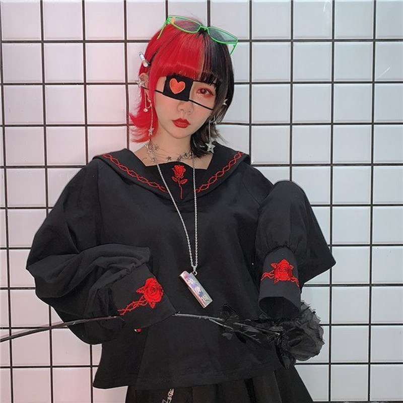 原宿 レディースファッション 刺繍 長袖 スウェット トレーナー カラフル 奇抜 青文字系 トップス 通販 Lineポイント最大0 5 Get Lineショッピング