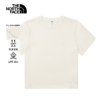 The North Face北面女款米白色UPF防曬短袖T恤｜8DFHQLI 抗UV