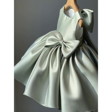 緞面女童禮服夏高端兒童生日公主裙鋼琴寶寶花童婚紗party小禮裙