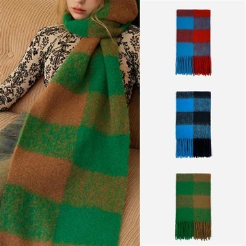 【巴黎精品】現貨+預購 針織圍巾圍脖圍冷氣房披肩秋冬保暖加絨加厚磅休閒生日禮物-羊毛大格紋2色a1ls72