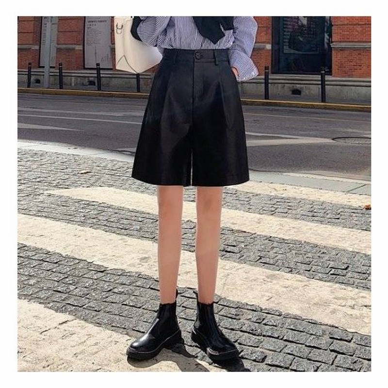 ショートパンツ ボトムス 短パン レディース 秋 冬 秋冬 大きいサイズ ショート丈 カジュアル 無地 おしゃれ かわいい きれいめ ハイウエスト フェイクレザー 通販 Lineポイント最大0 5 Get Lineショッピング