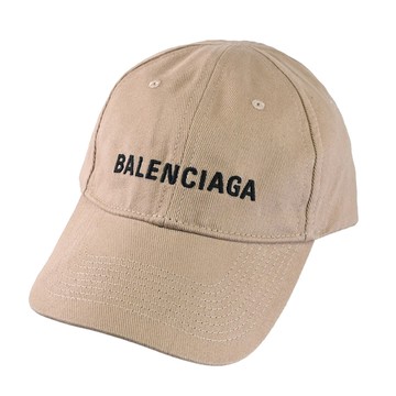 BALENCIAGA 巴黎世家 590758 品牌電繡LOGO棉質棒球帽.淺褐色