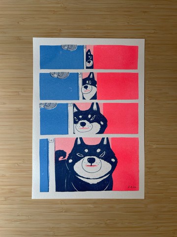 柴柴插畫海報 - A4尺寸幽默Riso風格 - 你在幹嘛?偷看日常