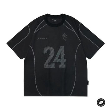 夏季透氣24號圓領短袖上衣羽毛球日常美式衣服速乾透氣訓練運動短袖男球衣男網面透氣上衣運動衣籃球訓練服大碼短袖上衣