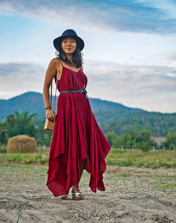 女紅色連衣 紅色連衣裙 棉質連衣裙 紅色連衣裙 夏季連衣裙