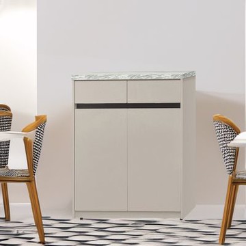 文創集 羅特卡2.8尺二門二抽仿石紋低餐櫃-85x40x98-cm免組