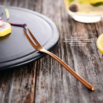 歐美不銹鋼二齒水果叉子 西式甜品叉蛋糕叉點心叉 優雅餐叉水果簽