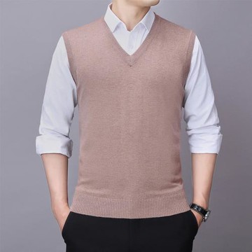 羊毛背心男毛衣背心商務男裝馬甲針織純色羊毛衫坎肩潮素版