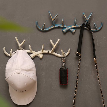 創意鹿角掛鉤門后玄關鑰匙收納衣帽鉤墻壁墻上衣服掛衣架壁掛衣鉤