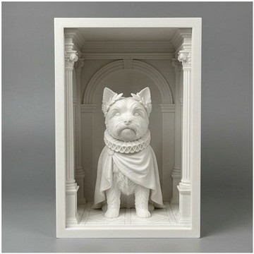 約瑟爹利犬 3D 列印書擋 白色 PLA 書架擺飾