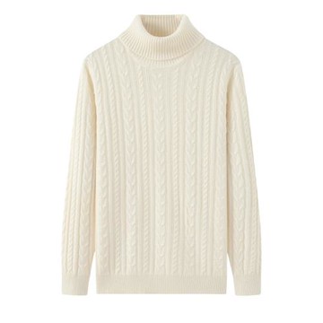 秋冬新款男士純羊絨高領加厚保暖毛衣時尚休閑百搭打底套頭針織衫