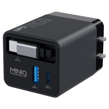 MINIQ GaN 自帶線65W快速電源供應器 AC-DK80T  神秘灰  1個