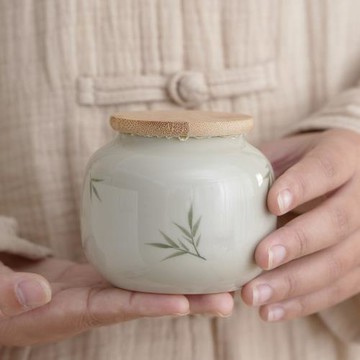 冰臺手繪筱竹茶葉罐家用便攜式迷你小號儲茶罐密封防潮茶倉茶罐