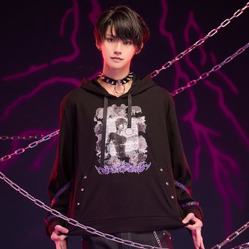 原創伊藤潤二 狂熱聯名十字路口的美少年漫畫長袖連帽T恤JJIT27