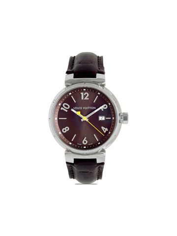 Louis Vuitton Pre-Owned - pre-owned Tambour 39mm - unisex - Leather/stainless steel - One Size - Brown