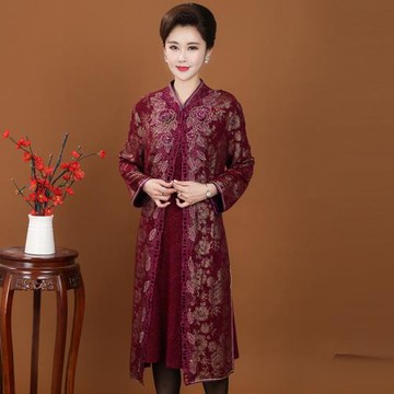 特價春秋新款女裝兩件套連衣裙媽媽裝氣質高端中長款婚禮套裝禮服