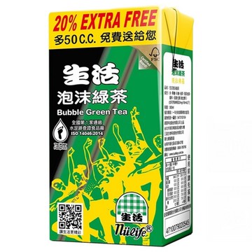 生活 泡沫綠茶 300ml (6入)/組【康鄰超市】