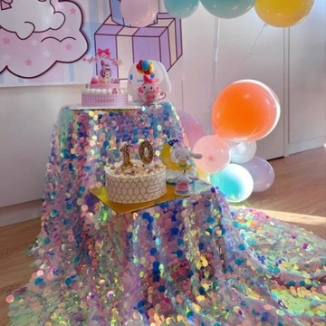 加密魚鱗亮片布料直播拍照生日party閃閃裝飾背景墻美人魚桌布