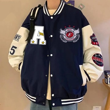 【臺灣出貨】美式棒球服外套男 2025新款春秋季潮流痞帥寬鬆情侶裝夾克外套 休閒寬鬆圓領外套男女
