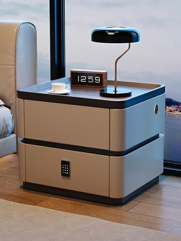 智慧密碼鎖床頭櫃高級新款家用臥室現代簡約實木意式極簡床邊櫃子 幸福驛站