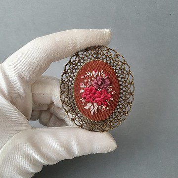 繡花胸針絲帶刺繡胸針給她