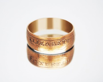 英國硬幣戒指 2 便士伊麗莎白 2 硬幣戒指男士硬幣戒指禮物